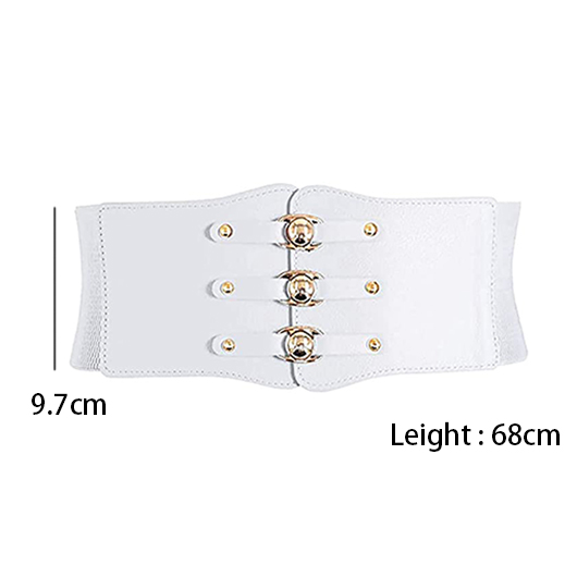 Faux Leather Detail Patchwork White Belt