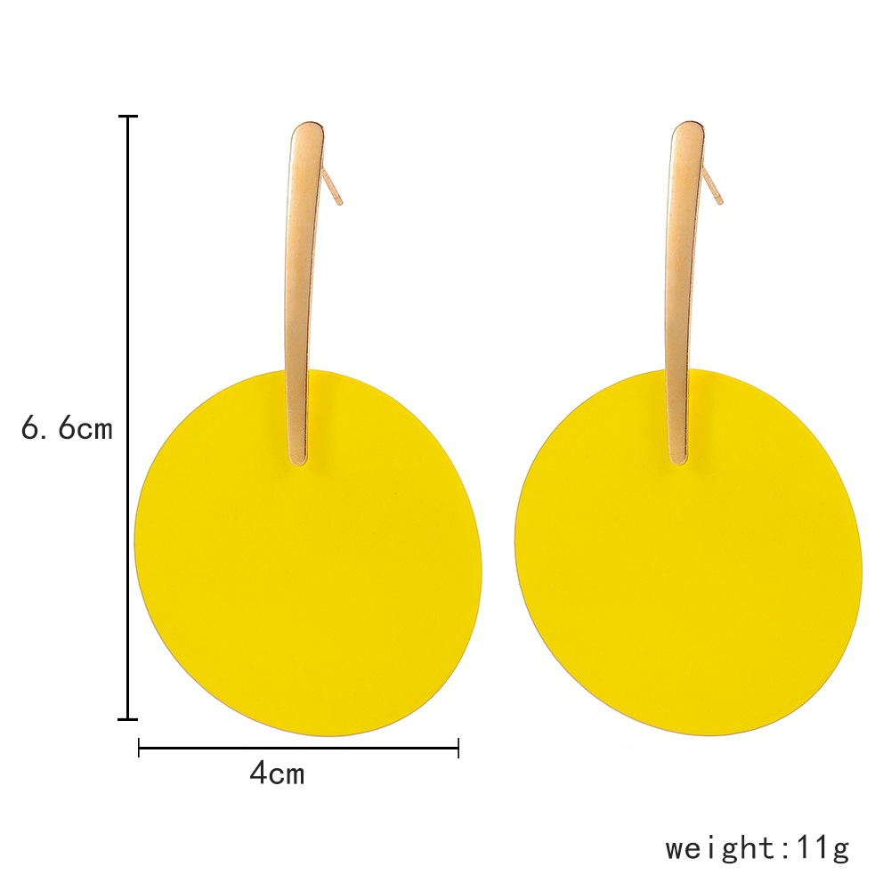 Alloy Detail Yellow Round Design Earrings