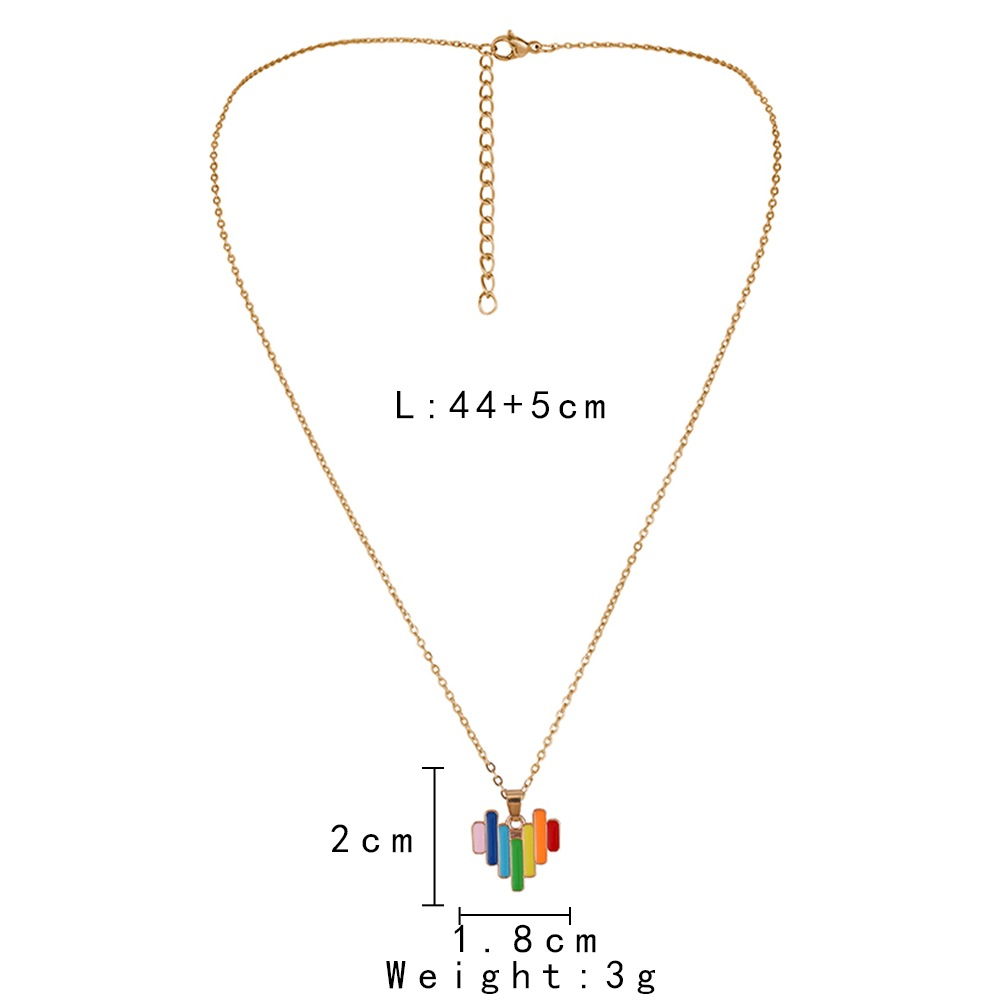 Rainbow Color Heart Design Alloy Necklace