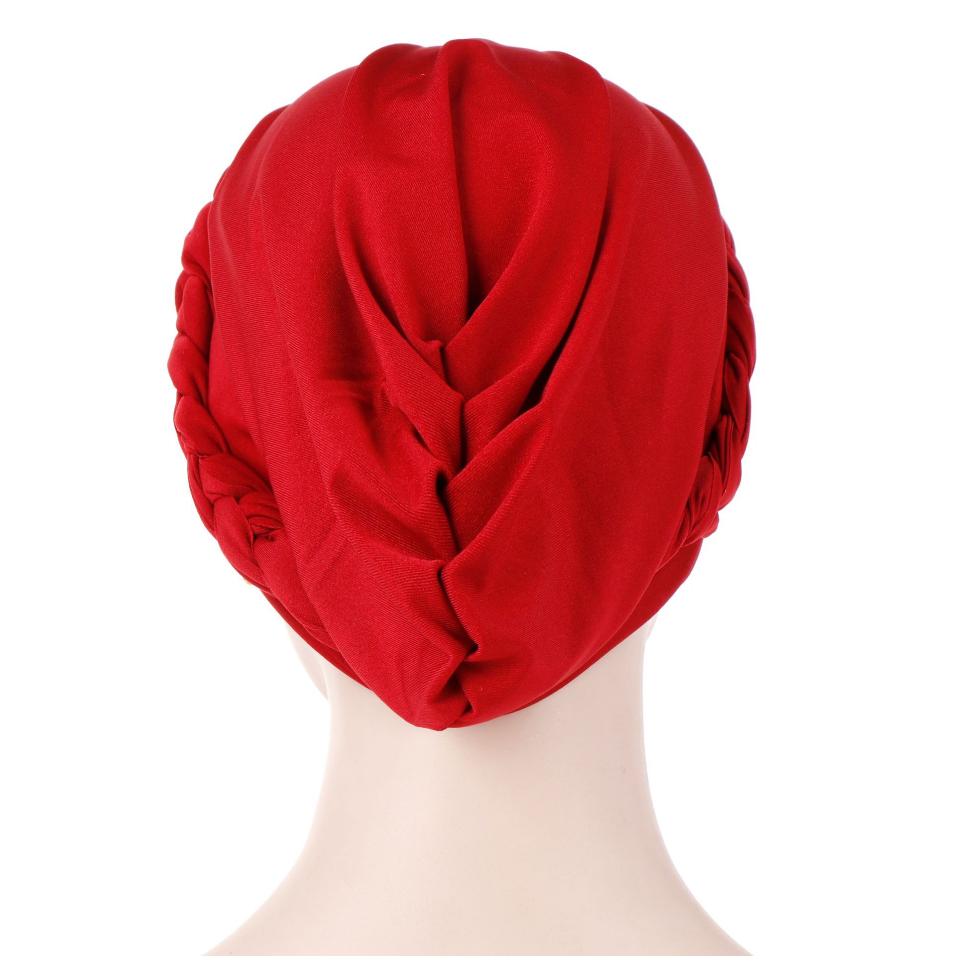 Pearl Polyester Detail Red Turban Hat