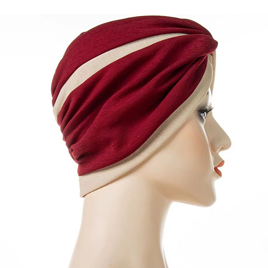 Patchwork Twist Wine Red Turban Hat