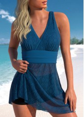 Criss Cross Peacock Blue Lace Swimdress Top-No Bottom | picture 1