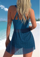 Criss Cross Peacock Blue Lace Swimdress Top-No Bottom | picture 2