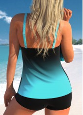 Layered Hem Ombre Cyan Tankini Set | thumb picture 