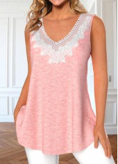 Light Pink Lace V Neck Tank Top | thumb picture 