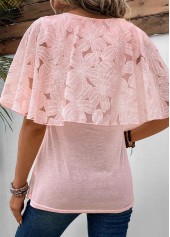 Pink Button Half Sleeve Fake Two Piece Twinset | thumb picture 