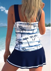 Patchwork Mid Waisted Tropical Plants Print Tankini Set | thumb picture 