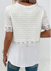 White Fake 2in1 Short Sleeve Round Neck Blouse | thumb picture 