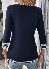 Navy Fake 2in1 Striped T Shirt | thumb picture 