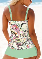Circular Ring Mid Waisted Paisley Print Tankini Set | thumb picture 