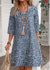 Navy Lightweight Ditsy Floral Print Dress