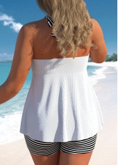 High Waisted Plus Size Tie White Tankini Set | thumb picture 