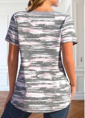 Light Grey Button Graffiti Print T Shirt | thumb picture 