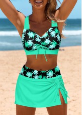 Split Mid Waisted Leaf Print Bikini Set | thumb picture 