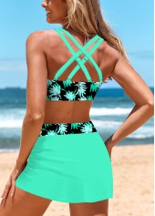 Split Mid Waisted Leaf Print Bikini Set | thumb picture 