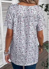 Bleaching White Ruched Ditsy Floral Print T Shirt | thumb picture 