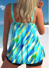 Lightweight Dazzle Colorful Print Cyan Tankini Top-No Bottom | picture 2