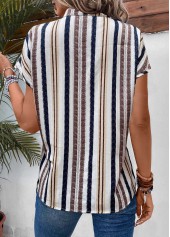 Multi Color Split Striped Short Sleeve Blouse | thumb picture 