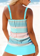 Drawstring Mid Waisted Geometric Print Tankini Set | thumb picture 