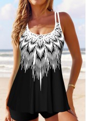 Patchwork Tribal Print Black Tankini Top-No Bottom | picture 3