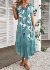 Turquoise Pocket Floral Print Shift Dress | thumb picture 