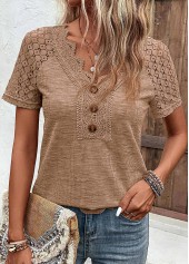 Dark Camel Lace Short Sleeve T Shirt | thumb picture 