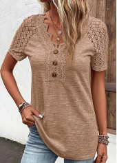 Dark Camel Lace Short Sleeve T Shirt | thumb picture 