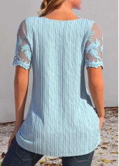 Dusty Blue Lace Short Sleeve T Shirt | thumb picture 