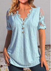Dusty Blue Lace Short Sleeve T Shirt