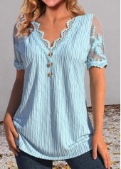 Dusty Blue Lace Short Sleeve T Shirt | thumb picture 