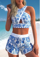 Patchwork High Waisted Paisley Print Bikini Set