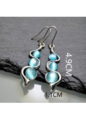 Artificial Zircon Detail Sky Blue Round Earrings | thumb picture 