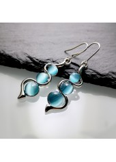 Artificial Zircon Detail Sky Blue Round Earrings | thumb picture 