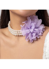 Light Purple Pearl Floral Design Necklace