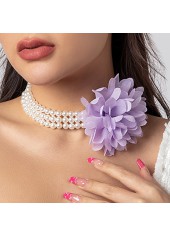 Light Purple Pearl Floral Design Necklace