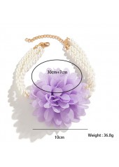 Light Purple Pearl Floral Design Necklace