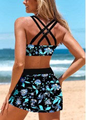Criss Cross Mid Waisted Floral Print Bikini Set | thumb picture 