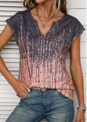 Dusty Pink Grommet Graffiti Print T Shirt | thumb picture 