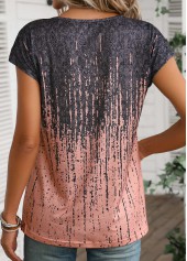 Dusty Pink Grommet Graffiti Print T Shirt | thumb picture 