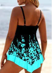 Patchwork Floral Print Black Tankini Set | thumb picture 