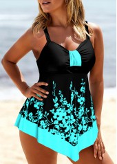 Patchwork Floral Print Black Tankini Set | thumb picture 