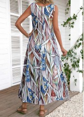 Multi Color Leaf Print Maxi Dress | thumb picture 