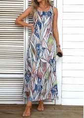 Multi Color Leaf Print Maxi Dress | thumb picture 