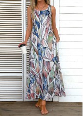 Multi Color Leaf Print Maxi Dress | thumb picture 