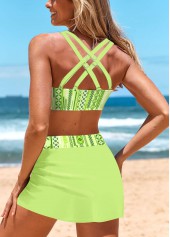 Striped Criss Cross Neon Green Bikini Set | thumb picture 