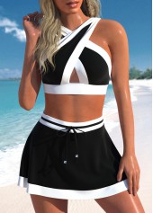 Criss Cross High Waisted Black Bikini Set