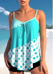 Bowknot Polka Dot Cyan Tankini Top-No Bottom | picture 3