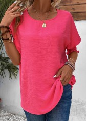 Hot Pink Smocked Half Sleeve T Shirt | thumb picture 