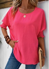 Hot Pink Smocked Half Sleeve T Shirt | thumb picture 