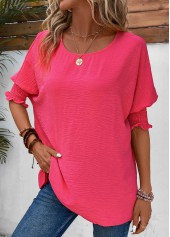 Hot Pink Smocked Half Sleeve T Shirt | thumb picture 